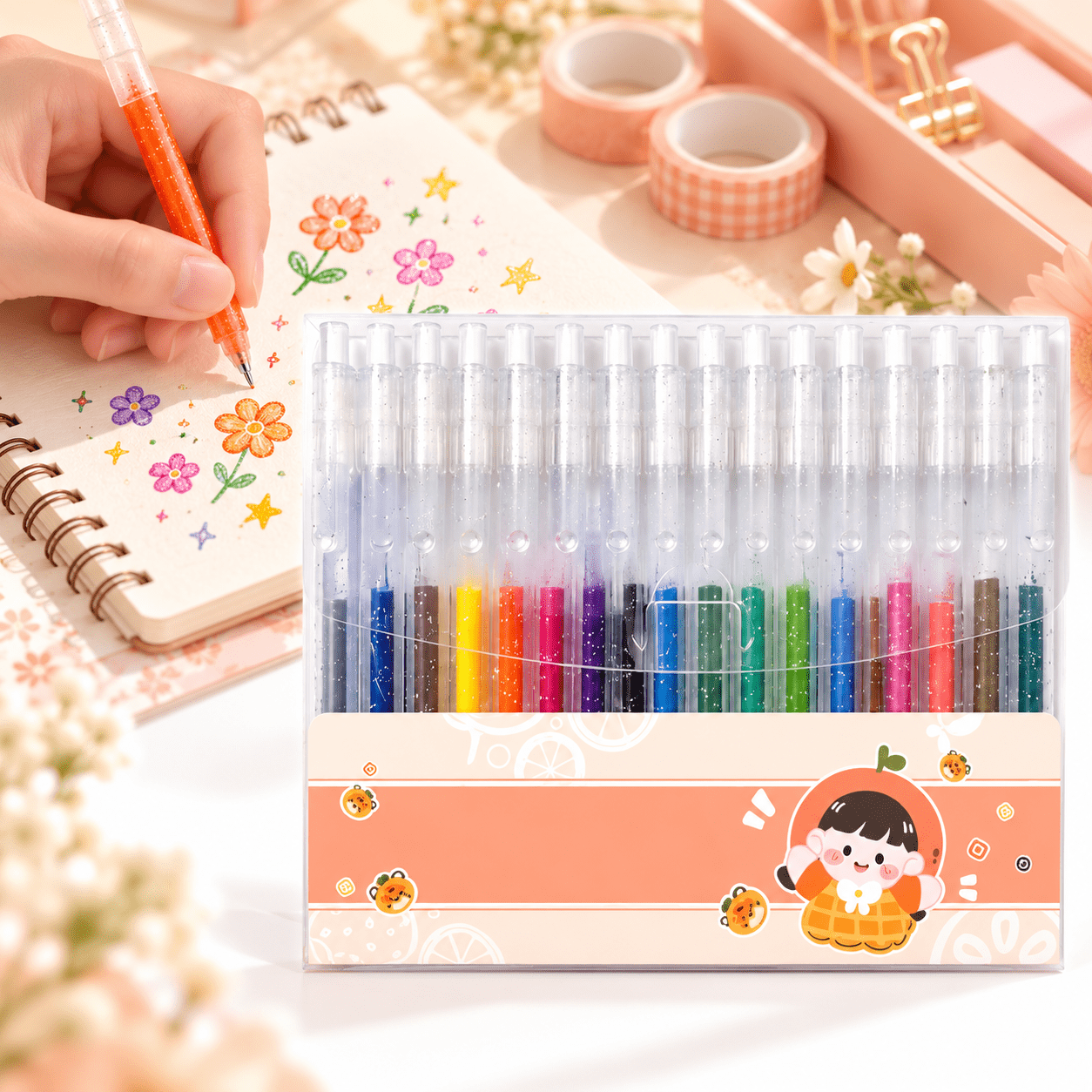 18 Glitter Gel Pens, 1.0mm, for Drawing, Scrapbooking and Journaling ...