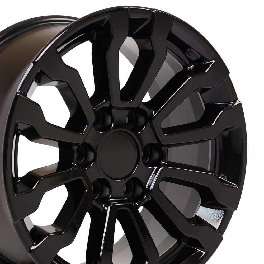 OE Wheels CV35 18 Inch Rims Fit Sierra 1500 AT4 Style 6x139.7 18x8.5 Gloss Black - Hollander 5909 (Set of 4)
