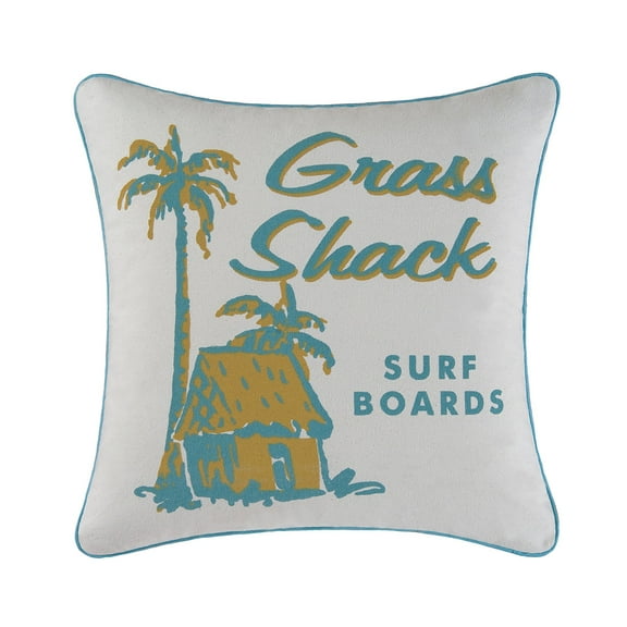 Grass Shack Surf Throw Pillow, 18" x 18"