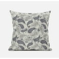 thumbnail image 1 of 18" Gray Cream Boho Paisley Suede Throw Pillow, 1 of 2