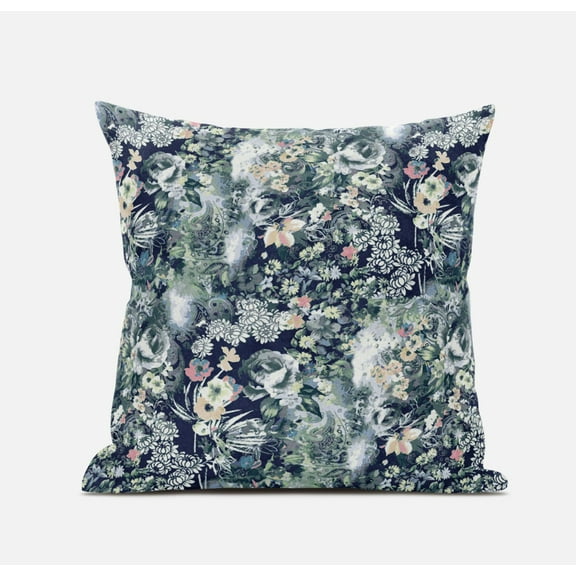 18" Gray Indigo Springtime Suede Throw Pillow
