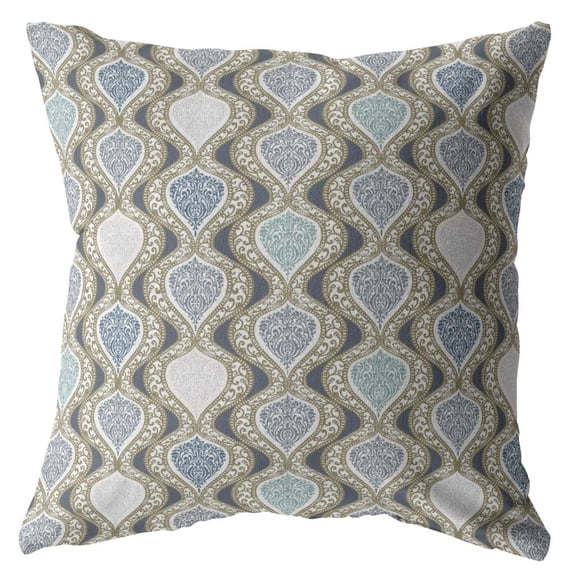 18†Gray Ogee Indoor Outdoor Zippered Throw Pillow