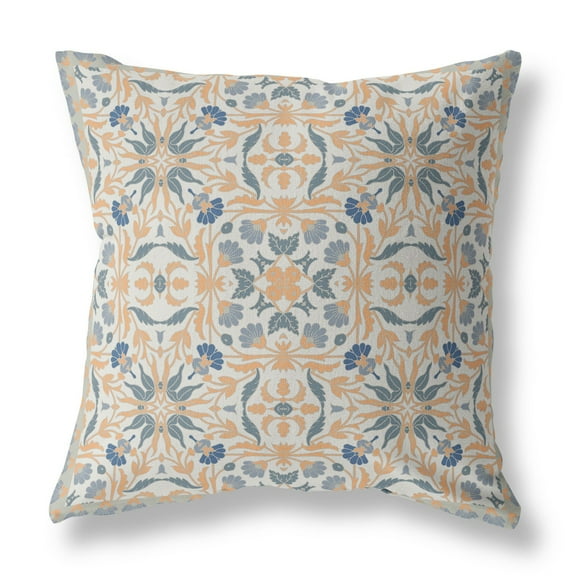 18 Gray Orange Paisley Indoor Outdoor Throw Pillow