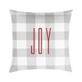 thumbnail image 1 of 18" Gray and White Plaid Single Embroidered Decorative "Joy" Square Lumbar Pillow, 1 of 1