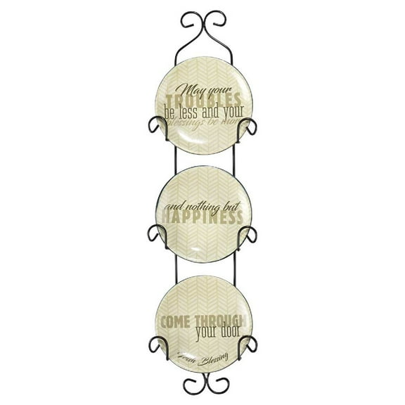 18" Green "Irish Blessing" Plate Set With a Metal Wall Rack