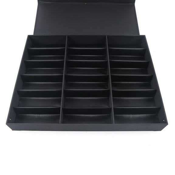 18 Grid Flip Top Sunglasses Display Storage Box, Black Density Fiberboard Eyeglasses Organizer Case for Retail Desktop Glasses Display