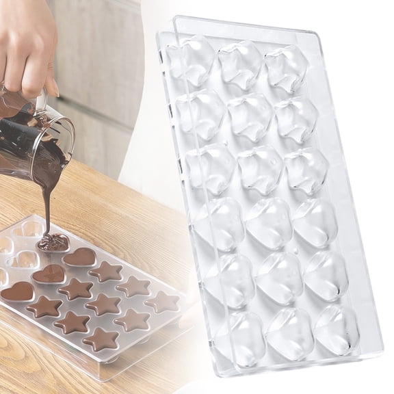 18 Grid Plastic Chocolate Molds Heart/Star Candy Molds Plastic Polycarbonate Chocolate Making Molds Clear Hard Plastic Bakeware Pastry tools