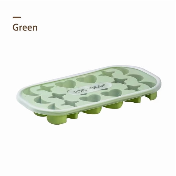 18-Grid Silicone Ice Tray with Lid - Fun Moon, Star, and Heart Shapes for Creative Beverage Experiences