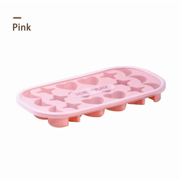 18-Grid Silicone Ice Tray with Lid - Fun Moon, Star, and Heart Shapes for Creative Beverage Experiences