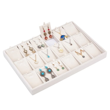 White Faux Leather 12 Pair Earring Jewelry Display Holder – Showcase Organizer Tray