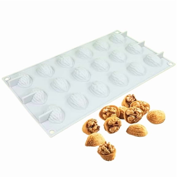 18-Grid Walnut-Shaped Silicone Mold for Cakes, Chocolates, Fondant  Non-Toxic, Flexible & Easy Release