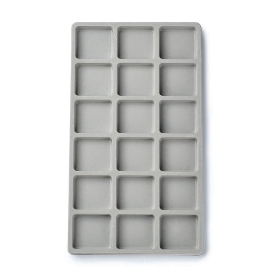 18 Grids Flocking PE Bead Design Boards DIY Beading Jewelry Making Tray Rectangle Gray 34.5x20x1.5cm