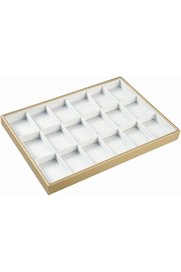18 Grids PU Leather Ring Storage Case Stackble Leather Jewelry Display Tray Pendant Showcase Necklace Organizer Holder Container