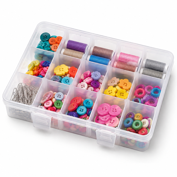 18 Grids Plastic Organizer Box with Dividers, Clear Compartment Container Storage for Beads Crafts Jewelry Fishing Tackles, Size 7.9 x 6.2 x 1.2 in