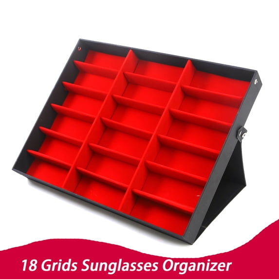 18 Grids Sunglasses Organizer Holder Storage Glasses Display Storage Case Box