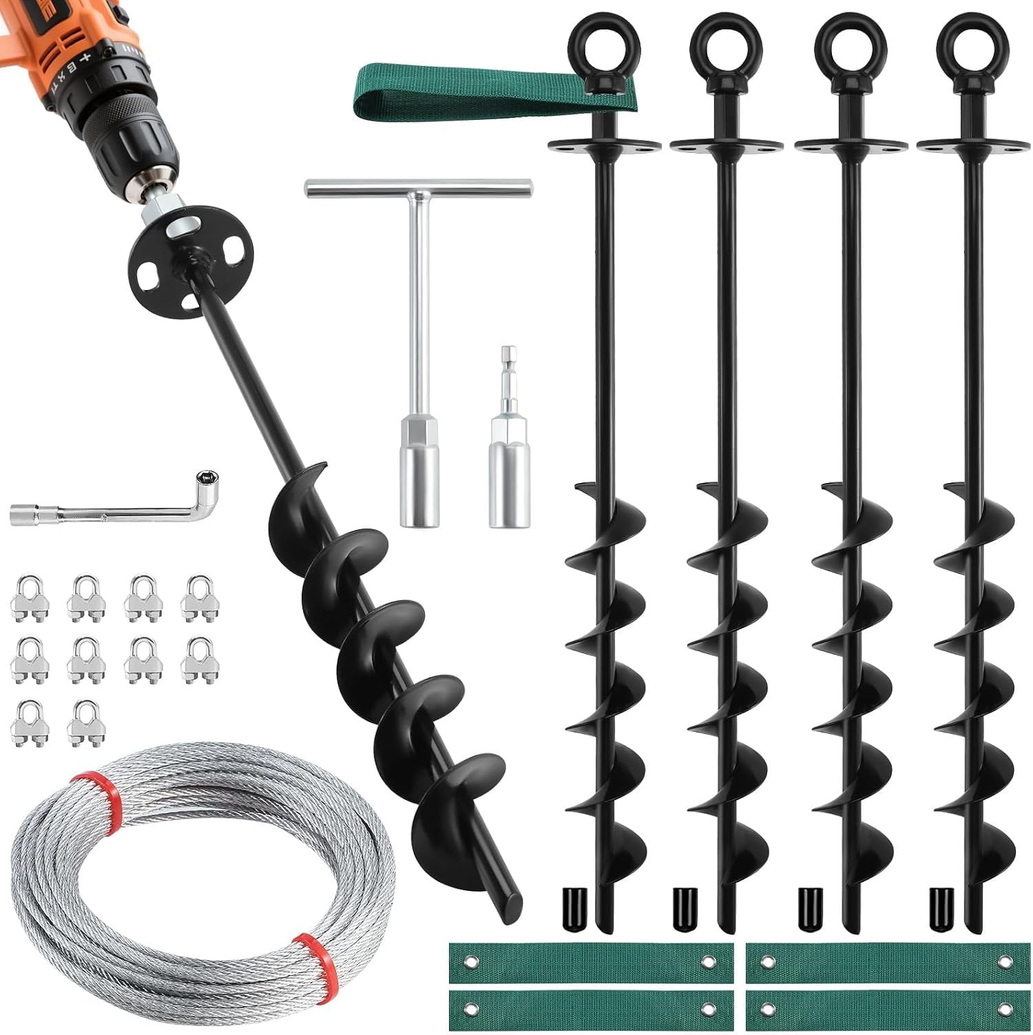 18'' Ground Anchors Screw in Heavy , Shed Anchor Kit with Straps ...