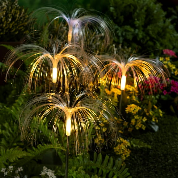 18"H Fiber Optic Garden Stake with RGB Lights, Set of 4
