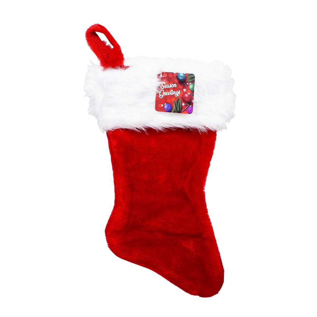 18" Red and White Plush Christmas Stocking with Hanging Loop