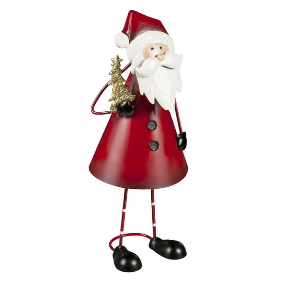 18"H Metal Santa with Glitter Christmas Tree Garden Statuary