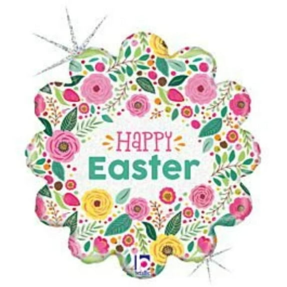 18" HAPPY EASTER SPRING Flowers Balloon • Party Supplies Decorations Foil Mylar Balloon