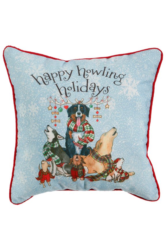 18" HOWLING DOGS PILLOW