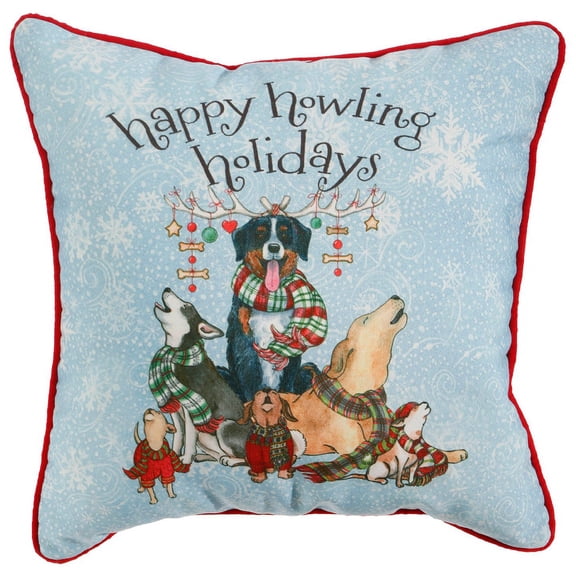 18" HOWLING DOGS PILLOW