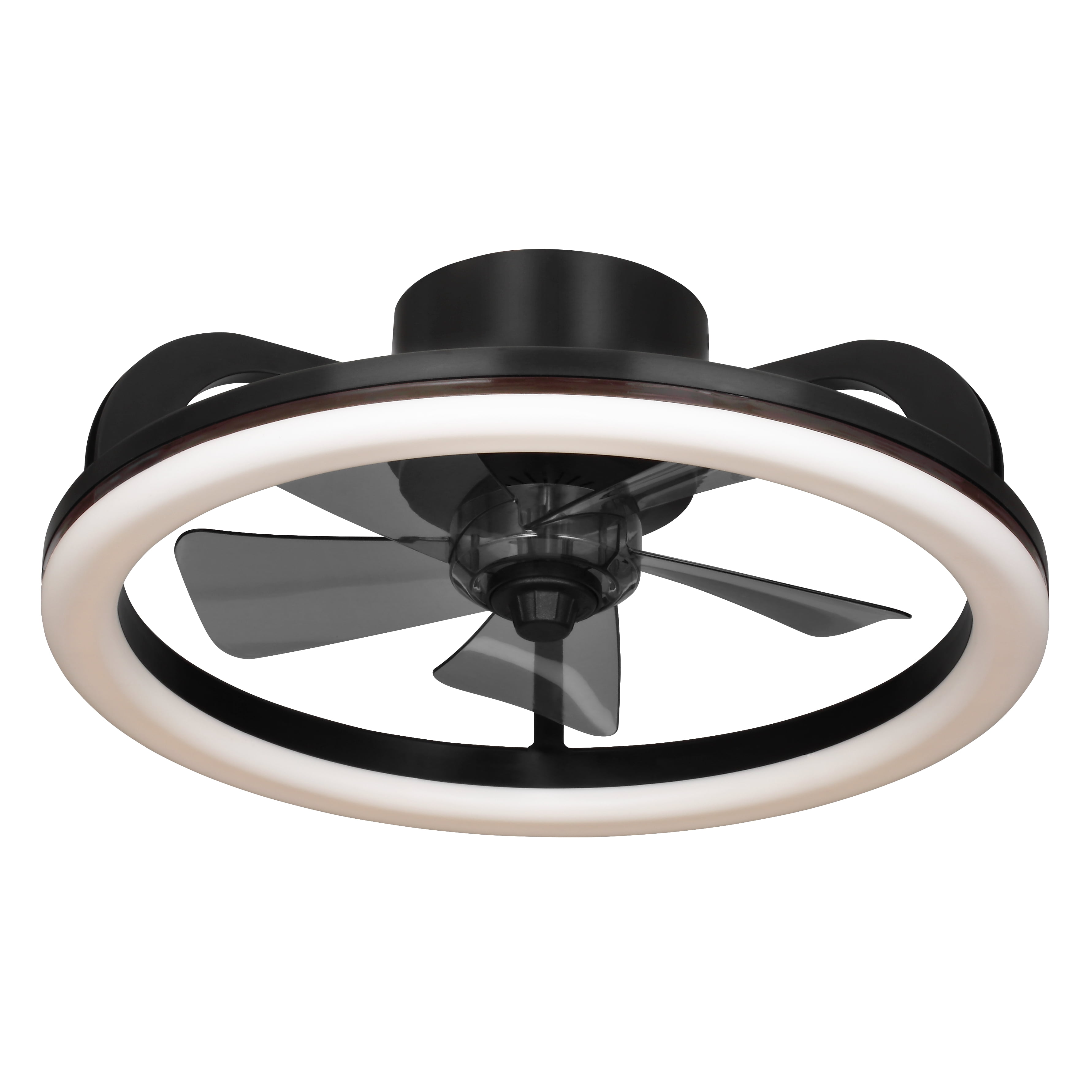 Mainstays 18-Inch Black Low-Profile DC Ceiling Fan with Integrated LED Light, Remote Control, 6 Speeds