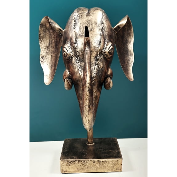 18" Handmade Elephant Head Table Decor
