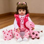 18" Handmade Reborn Dolls Lifelike Baby Girl Doll Soft Cloth Body Newborn Doll with Accessories Gift Box for Kids Age 3+