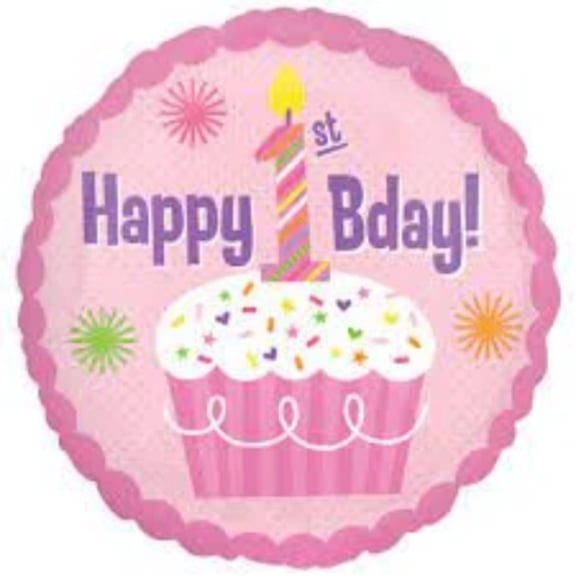 18 FIRST BIRTHDAY CUPCAKE Balloon Party Supplies Decorations Foil Mylar Balloon