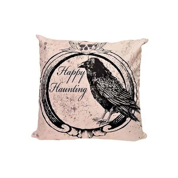 18" Happy Haunting Raven Pillow Cover