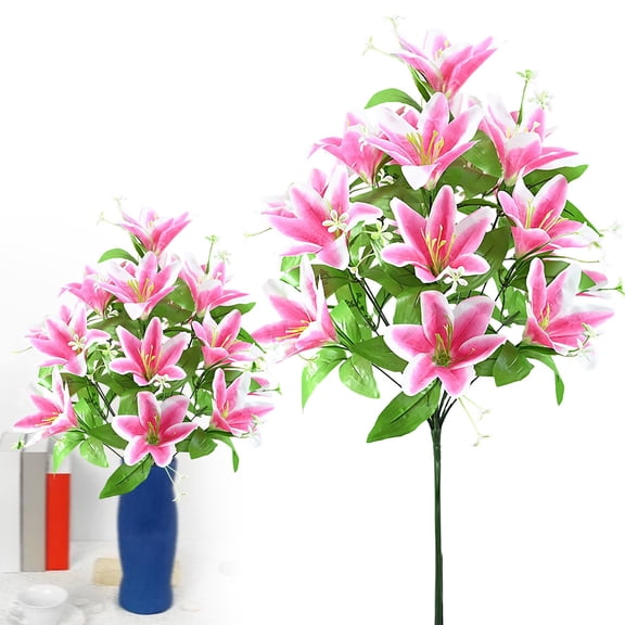 18 Head Artificial Lily Flower One Piece Multicolor European Style Bridal Bouquet Wedding Home Decor 50cm Height Cloth Plastic MaterialforLeisure Bedroom Living Room