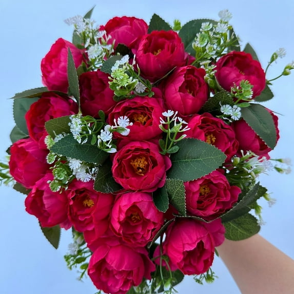 18 Head Exquisite Peony Wedding Table Flower Arrangement Home And Hotel Decoration Artificial Flower Scene Arrangement Flower