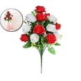 thumbnail image 1 of 18 Heads Fake Roses Artificial Flowers for Outdoors Spring Valentines Day Decorations, UV Resistant Fake Flower Bouquet Faux Silk Roses for Wedding Home Cemetery Summer Decor, 1 of 4
