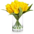 18 Heads Silk Flower in Glass Vase with Faux Water Artificial Flower
