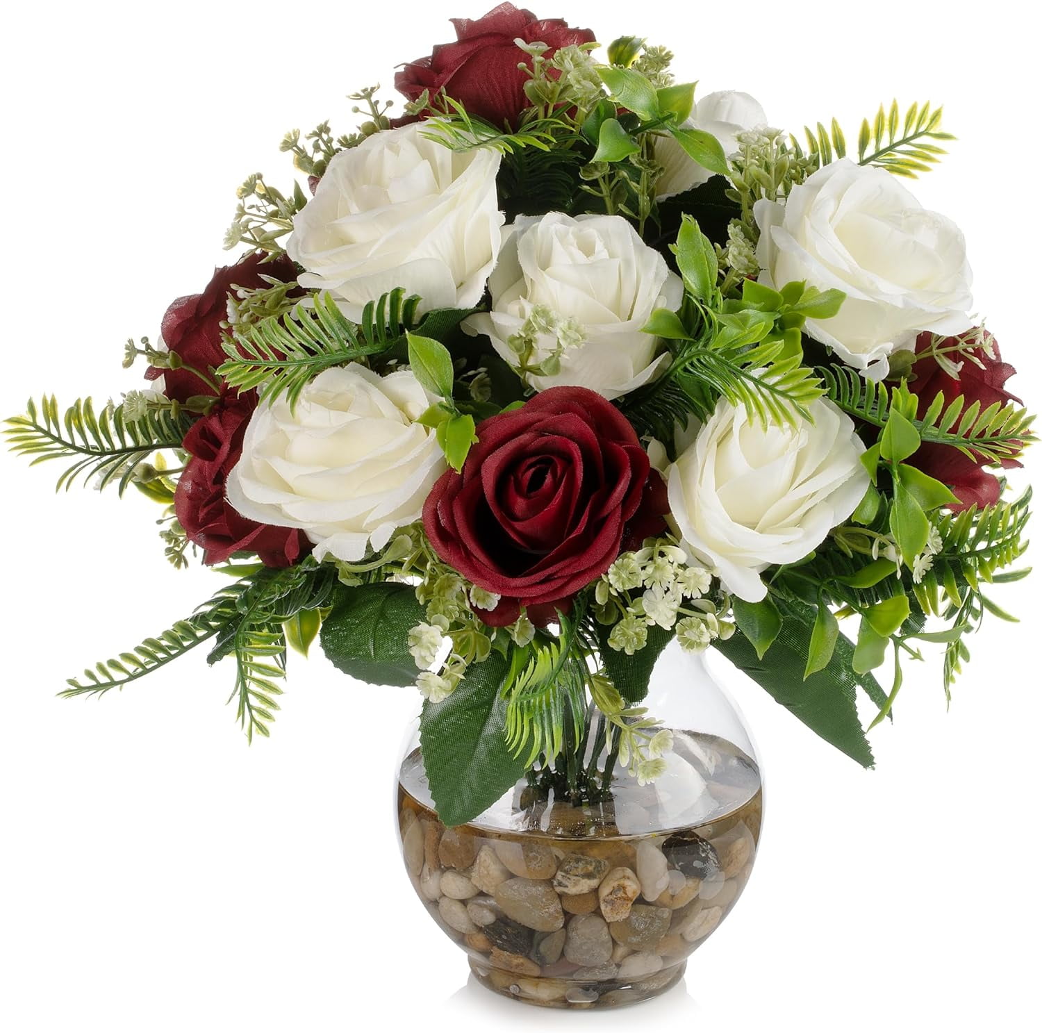 18 Heads Silk Rose Artificial Flowers in Vase,Faux Rose Flowers — free download