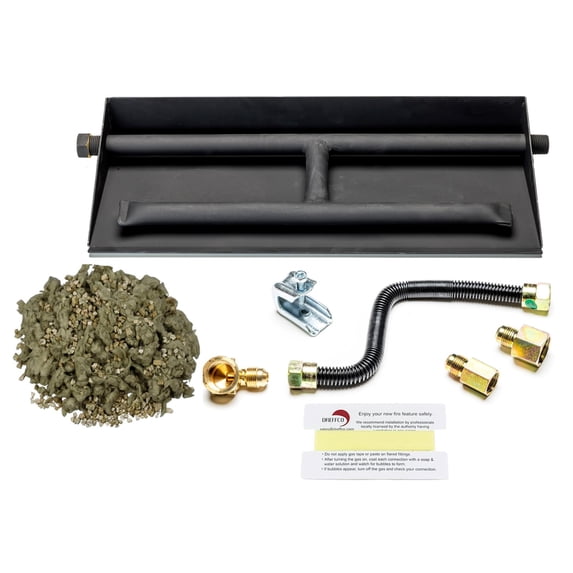 18" Heavy Duty Dual Row Gas Burner with Connection Kit for Vented NG Gas Fireplace