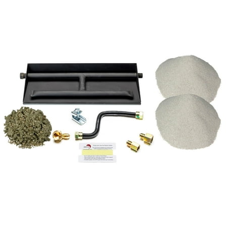 18" Heavy-Duty Dual Row Gas Burner with Deluxe Kit for Vented NG Gas Log Fireplace