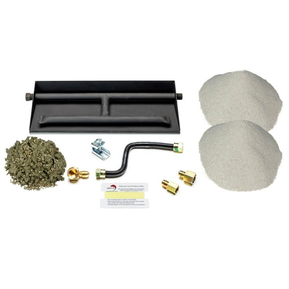 18" Heavy-Duty Dual Row Gas Burner with Deluxe Kit for Vented NG Gas Log Fireplace