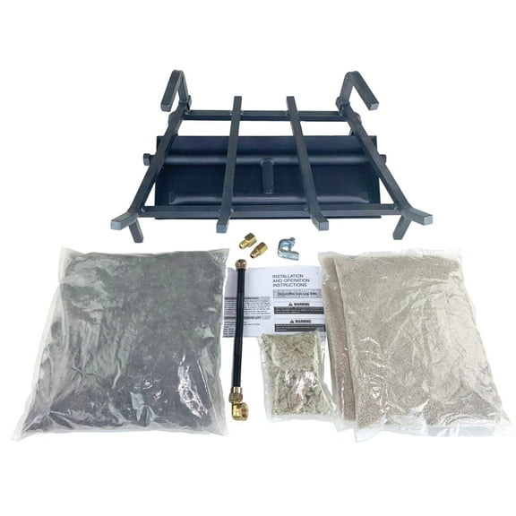 18" Heavy-Duty Dual Row Gas Burner with Pro Kit for Vented NG Gas Log Fireplace