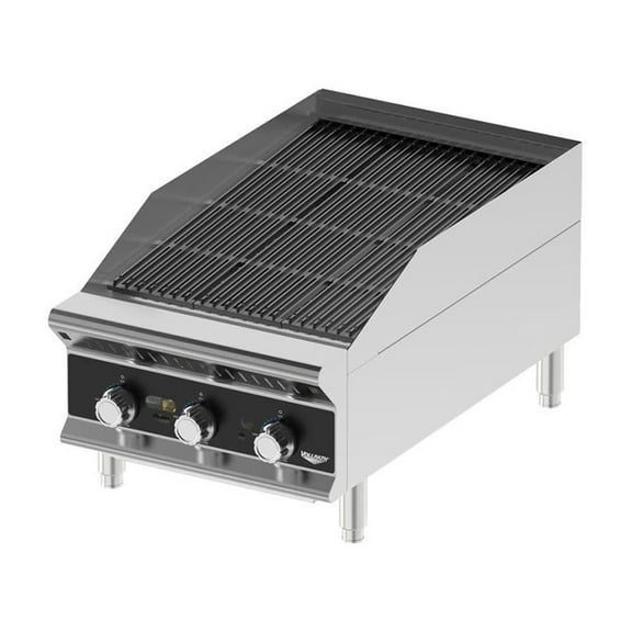 18 Heavy-Duty Gas Charbroiler w/ Reversible Grill Plates - Stainless Steel, Convertible