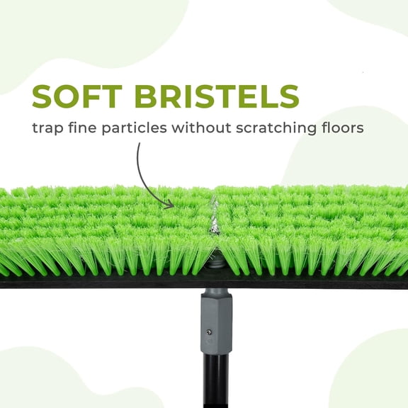 18" Heavy-Duty Push Broom with Soft Bristles 59" Long Handle for Home Garage Shop Commercial Residential Floor Cleaning
