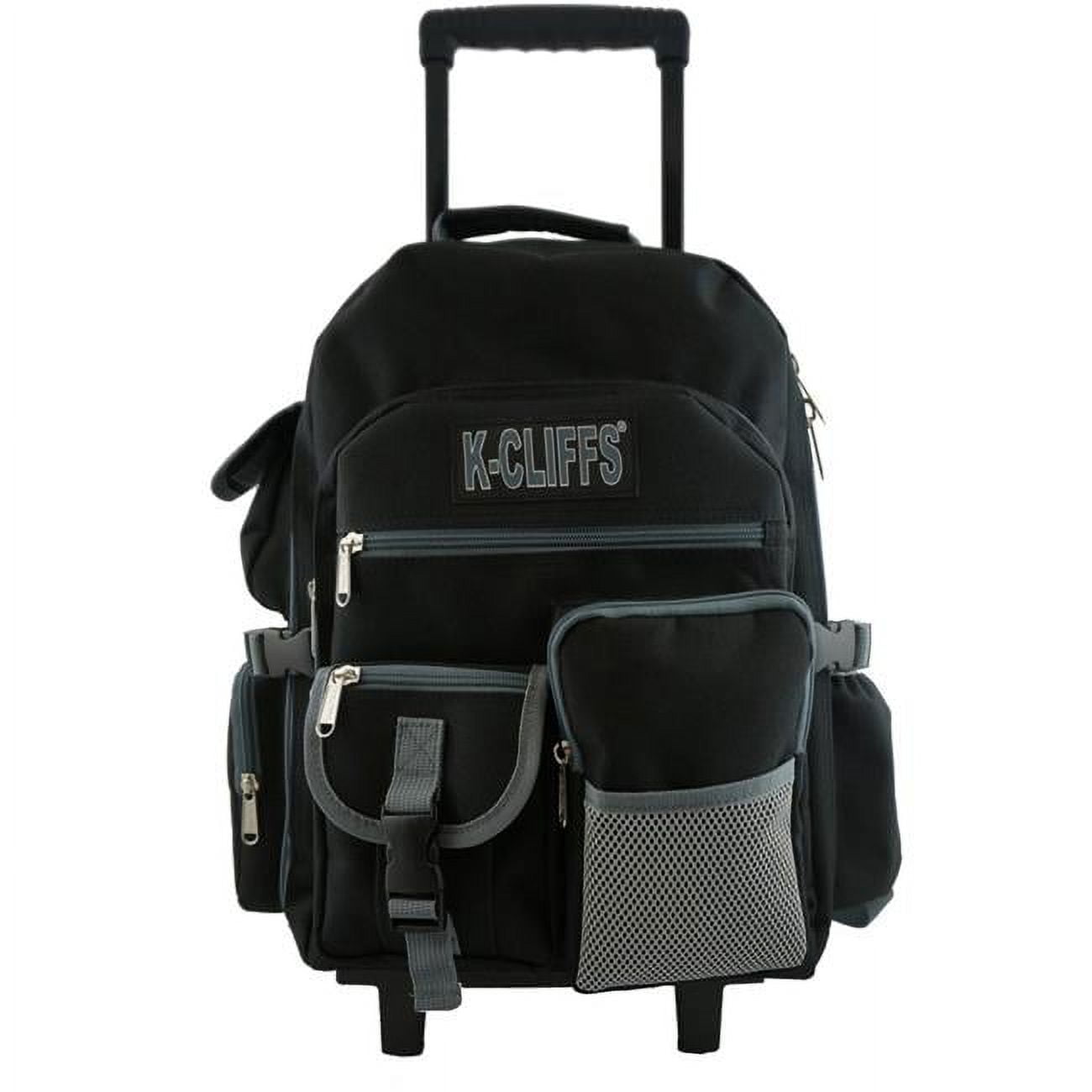 18" Heavy Duty Rolling Backpack with Multi Compartments Black
