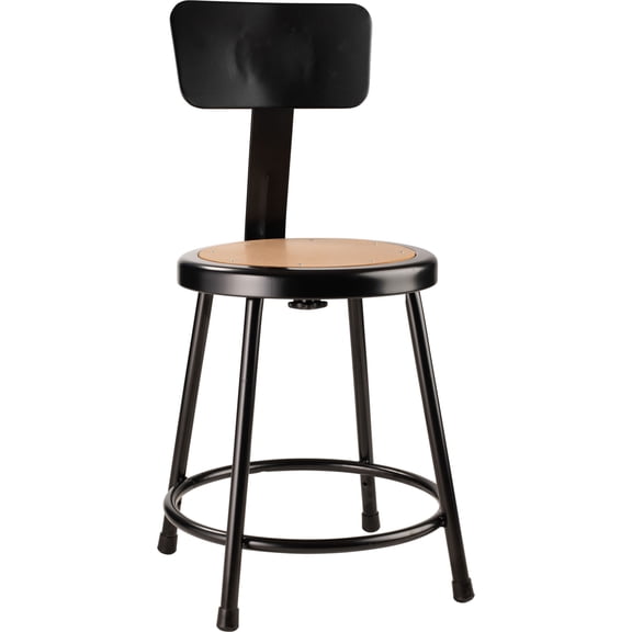 18" Heavy Duty Steel Stool with Backrest - Black