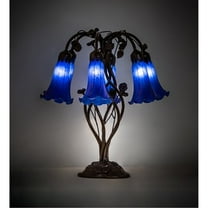18" High Blue Tiffany Pond Lily 6 Light Table Lamp