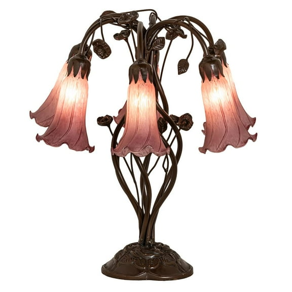Meyda Lighting 18" High Lavender Tiffany Pond Lily 6 Light Table Lamp