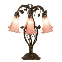 Meyda Lighting 18" High Pink Tiffany Pond Lily 6 Light Table Lamp