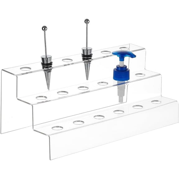 18-Hole 3-Tier Wine Bottle Stopper Display 4.84x11.89x5.71 Inch Clear Acrylic Wine Bottle Stopper Display Stairs Inner 1.9cm/0.75 Wine Stopper Display Stand Rack for Countertop