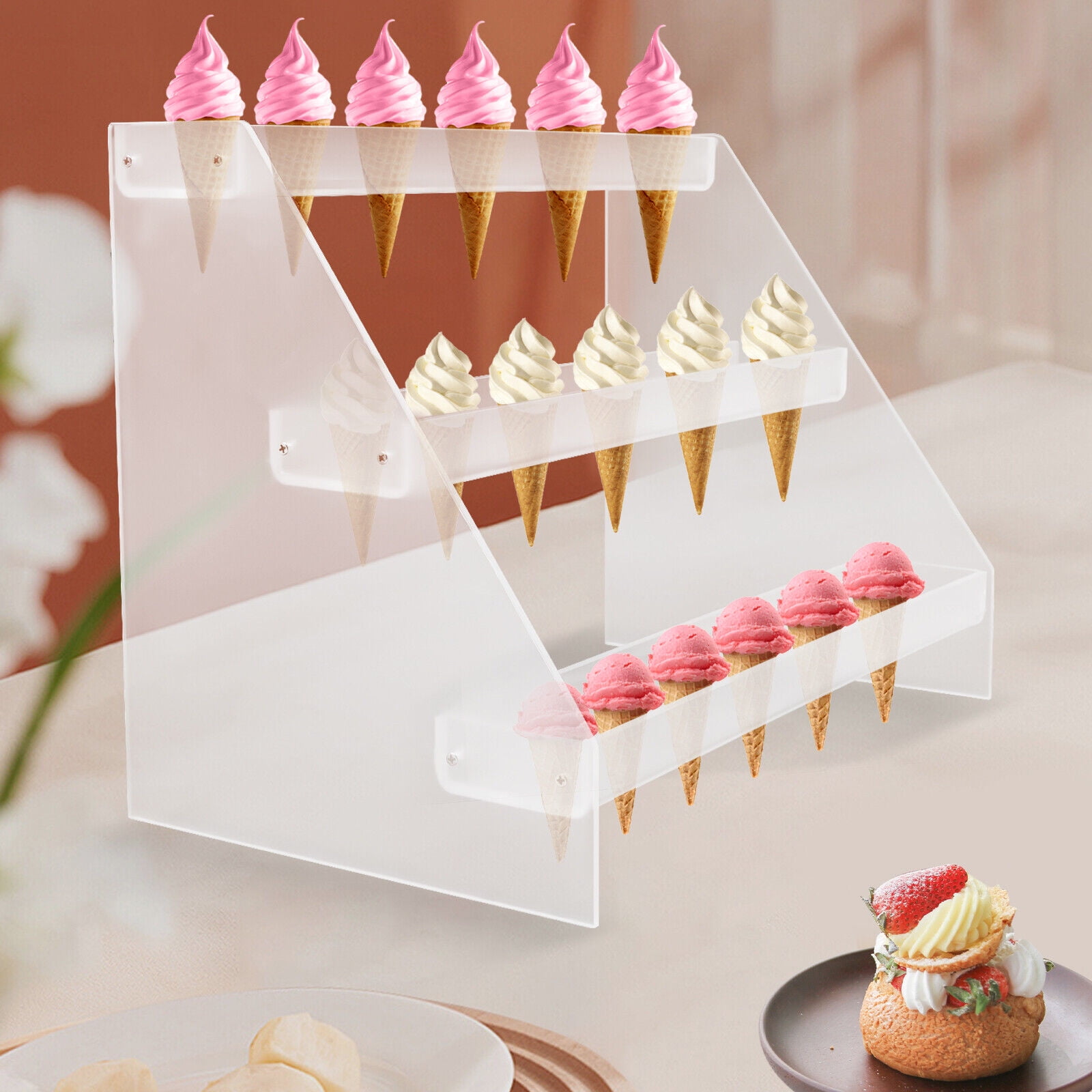 18 Hole Ice Cream Cone Holder Acrylic Display Rack Clear Event Ice ...