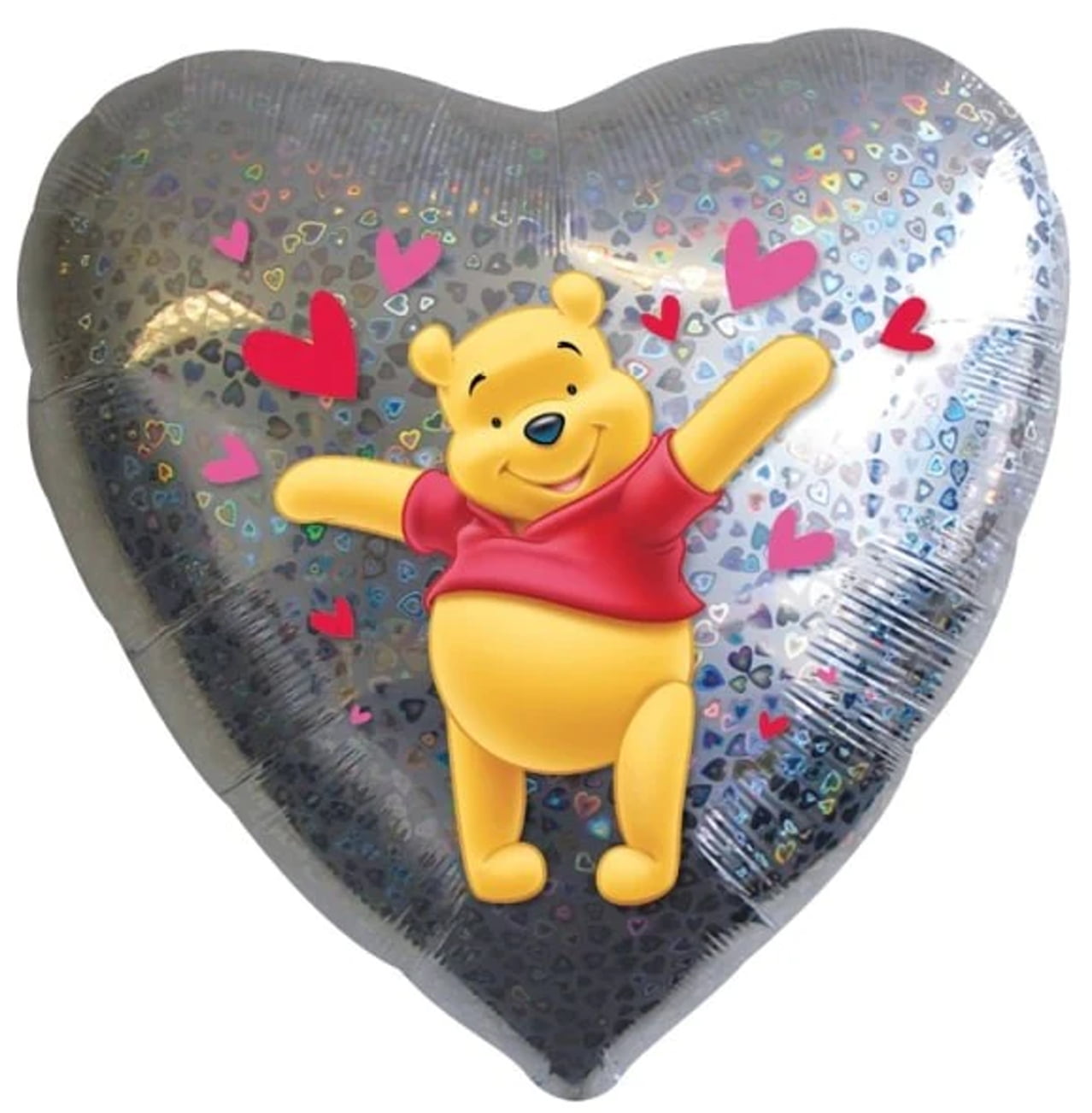 18" Holographic Winnie the Pooh Heart Shape Birthday / Baby Shower Foil Balloon Decoration.